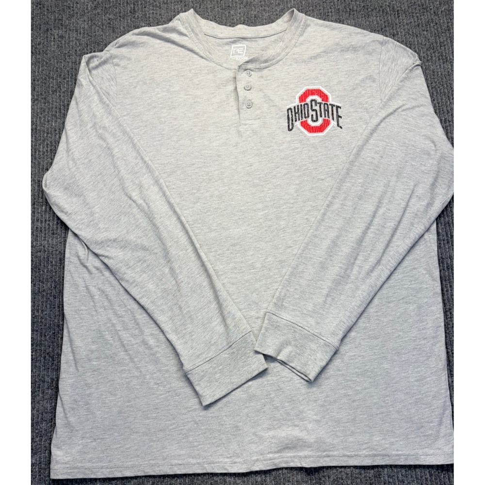 Proedge Ohio State Buckeyes Mens 2XL Gray Long Sleeve Henley Shirt NCAA